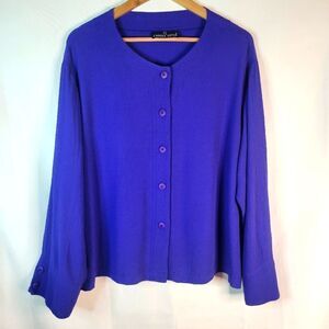 Carole Little Purple Button-Up Blouse